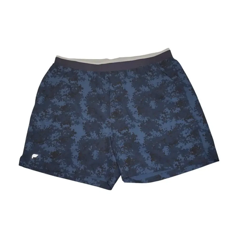 Fabletics Fundamental Short II Lined 5” Men’s XXL Blue Camo Print EUC